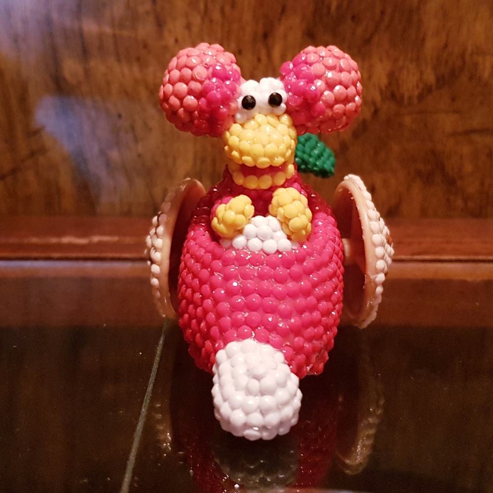 1988 Fraggle Rock Red Figure Beaded Hand Crafted Upcycled Vintage McDonald's Toy